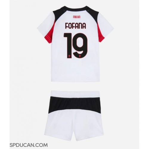 Dječji Nogometni Dres AC Milan Youssouf Fofana #19 Gostujuci 2025-26 Kratak Rukav (+ Kratke hlače)